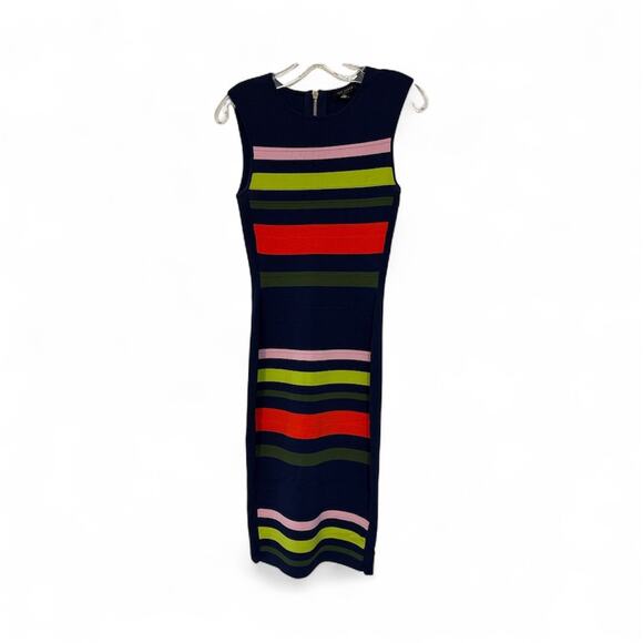 Ted Baker Multicolor Striped Midi Dress SZ M (1) - Picture 2 of 4